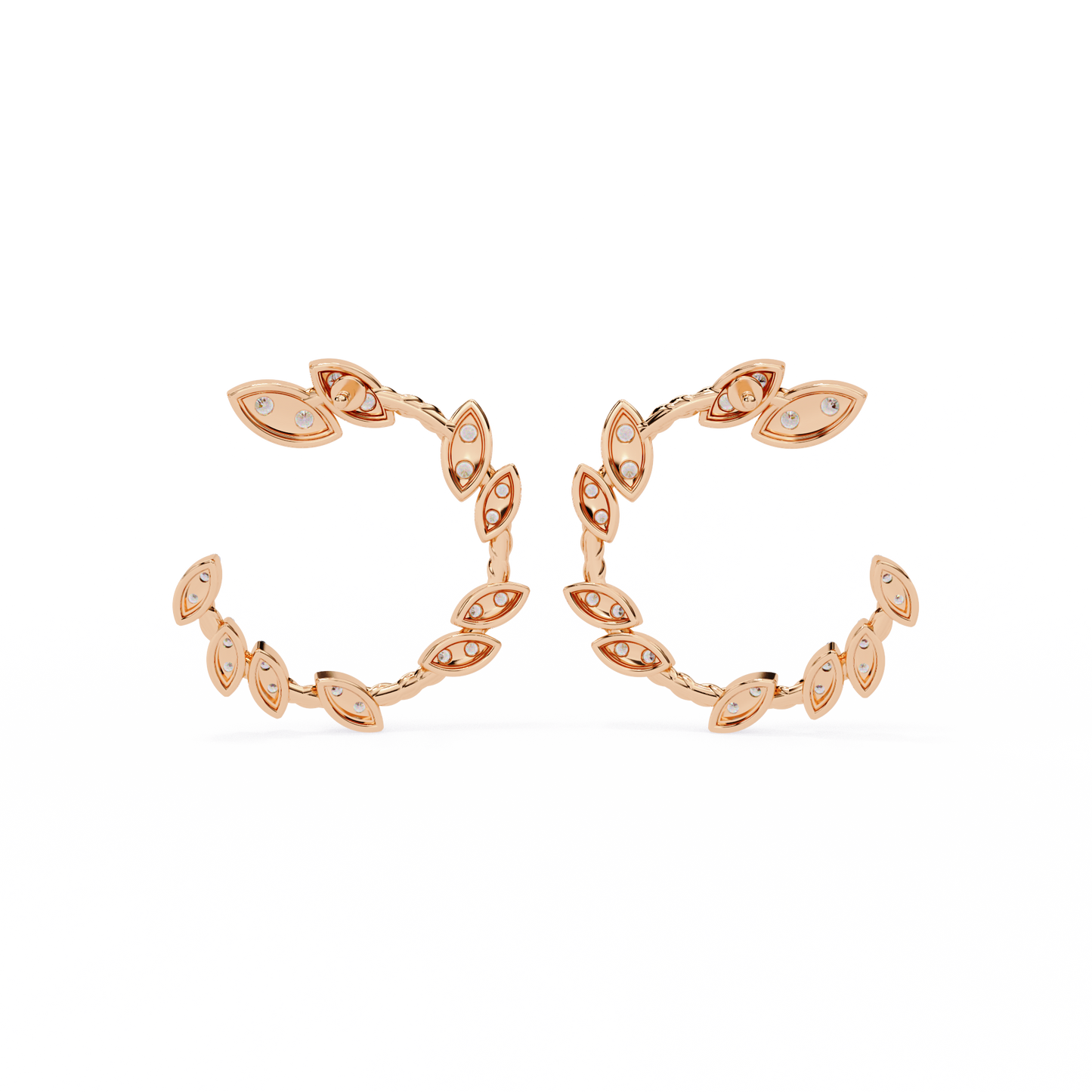 Verdant Leaf Diamond Hoop Earrings