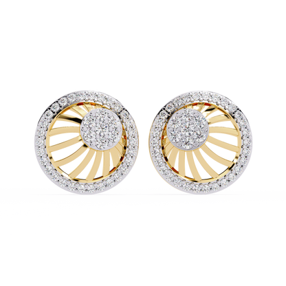 Radiant Spiral Halo Diamond Stud Earrings
