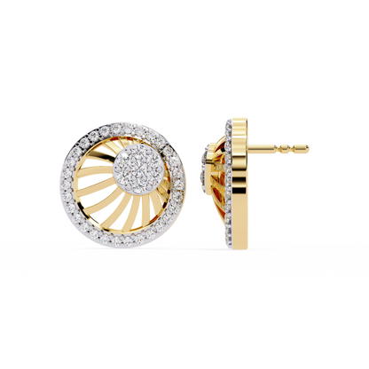Radiant Spiral Halo Diamond Stud Earrings