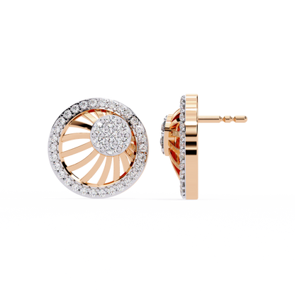 Radiant Spiral Halo Diamond Stud Earrings