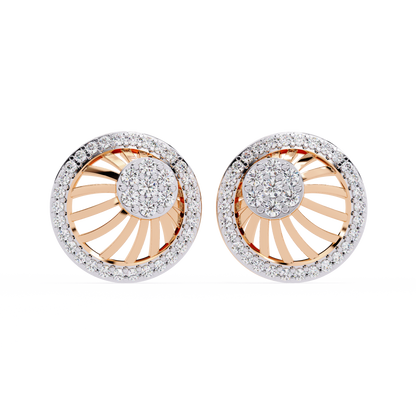 Radiant Spiral Halo Diamond Stud Earrings