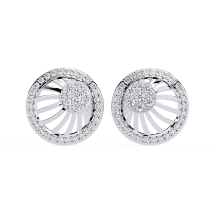Radiant Spiral Halo Diamond Stud Earrings