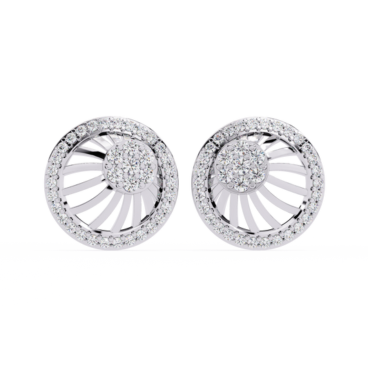 Radiant Spiral Halo Diamond Stud Earrings