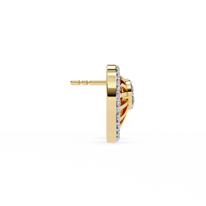 Radiant Spiral Halo Diamond Stud Earrings