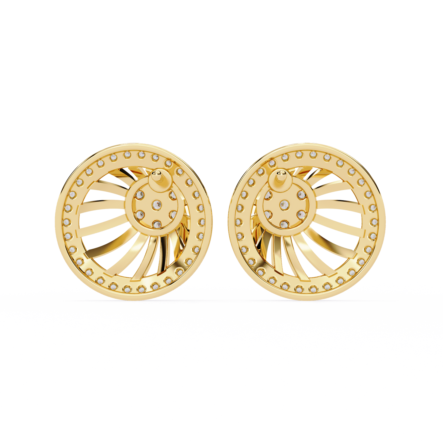 Radiant Spiral Halo Diamond Stud Earrings
