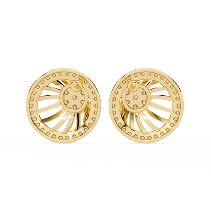 Radiant Spiral Halo Diamond Stud Earrings