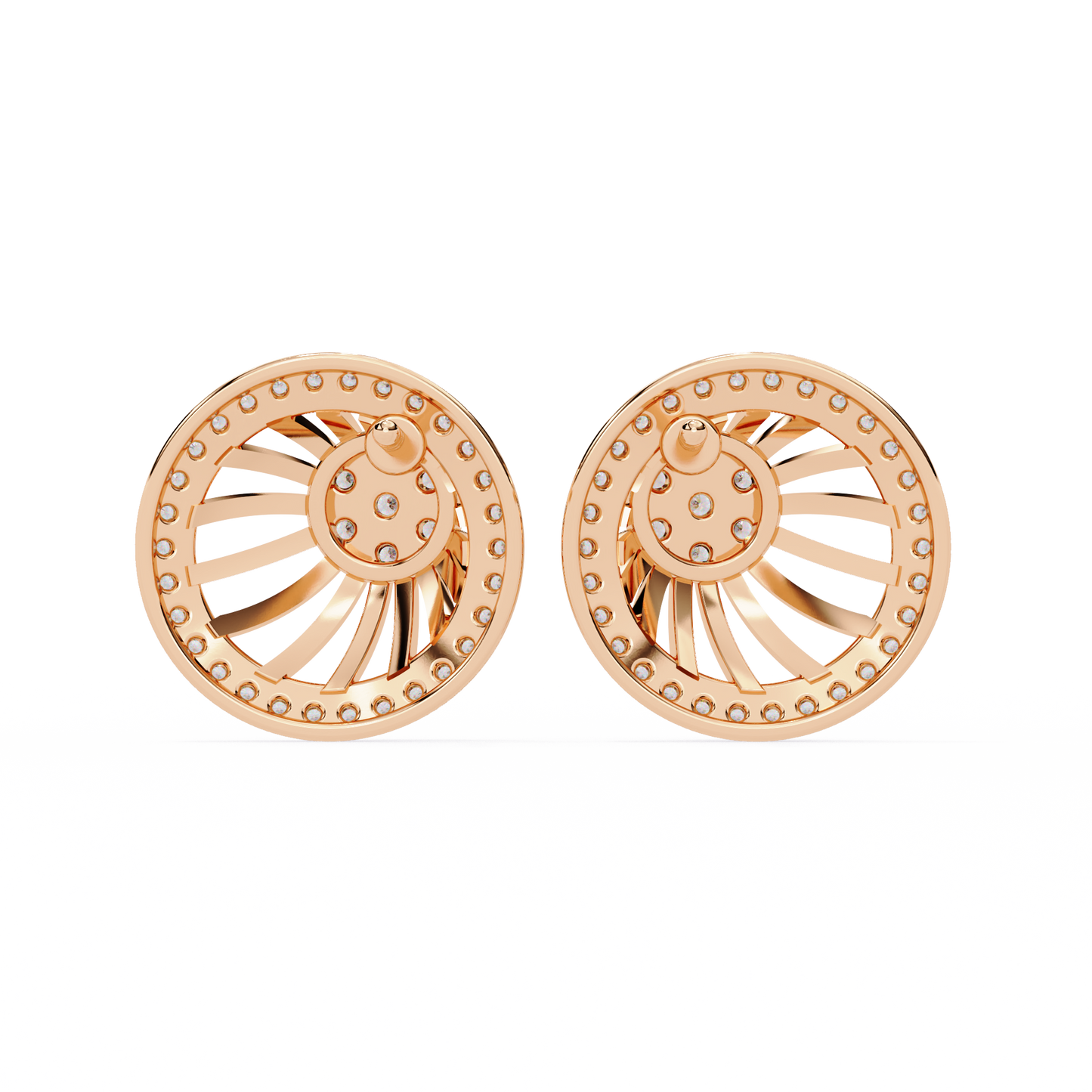 Radiant Spiral Halo Diamond Stud Earrings