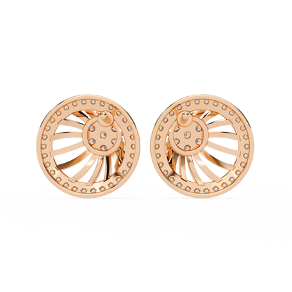 Radiant Spiral Halo Diamond Stud Earrings