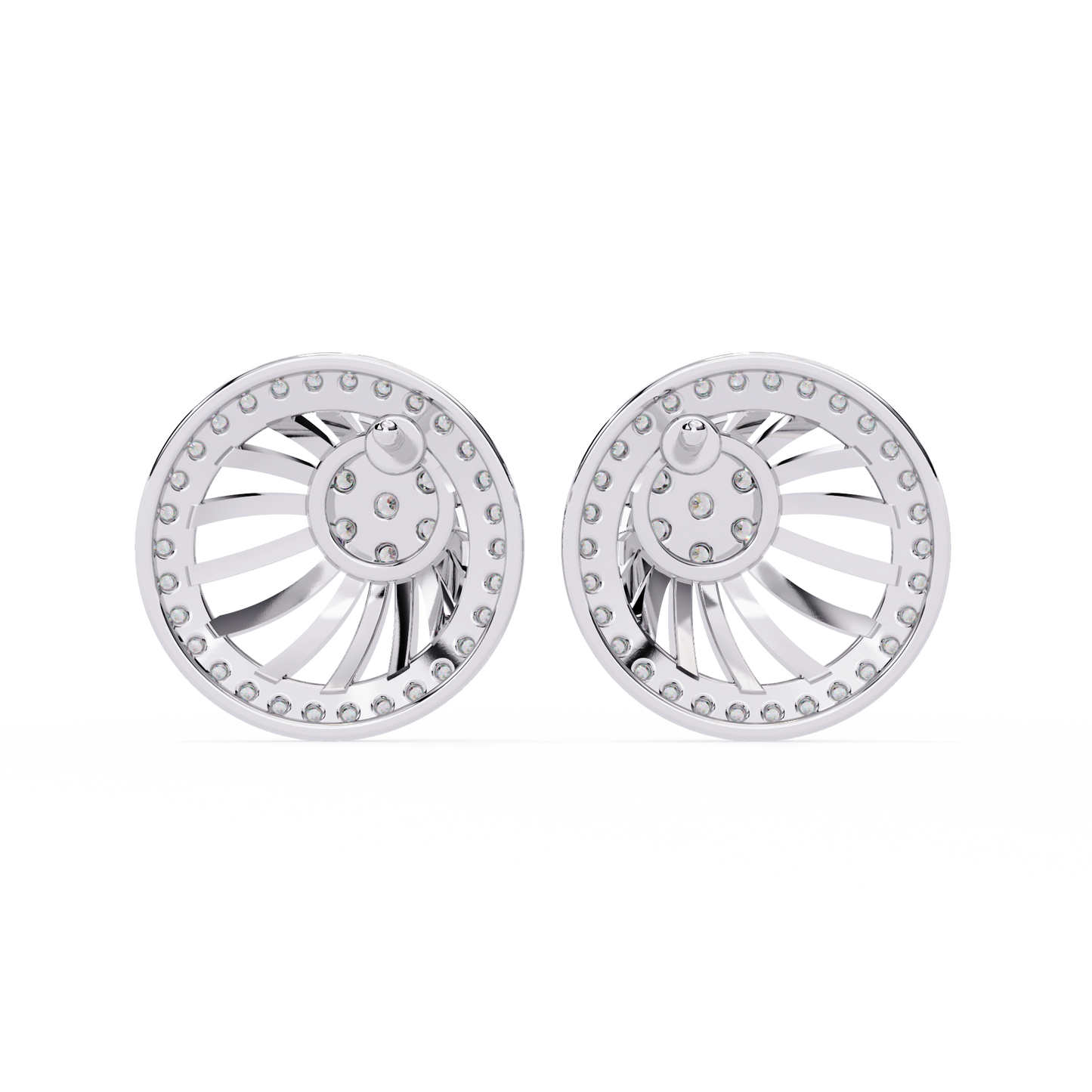 Radiant Spiral Halo Diamond Stud Earrings