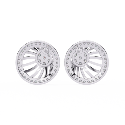 Radiant Spiral Halo Diamond Stud Earrings