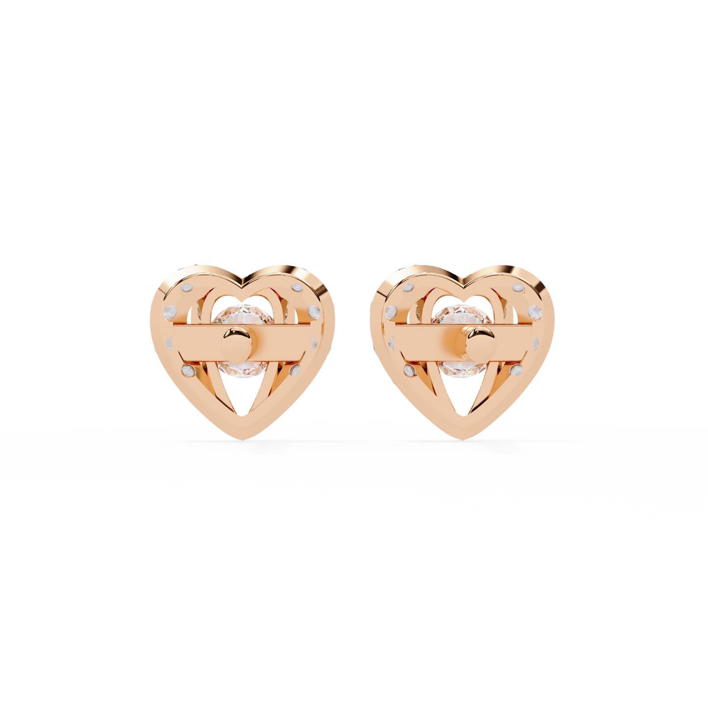 Amora Heart Diamond Stud Earrings