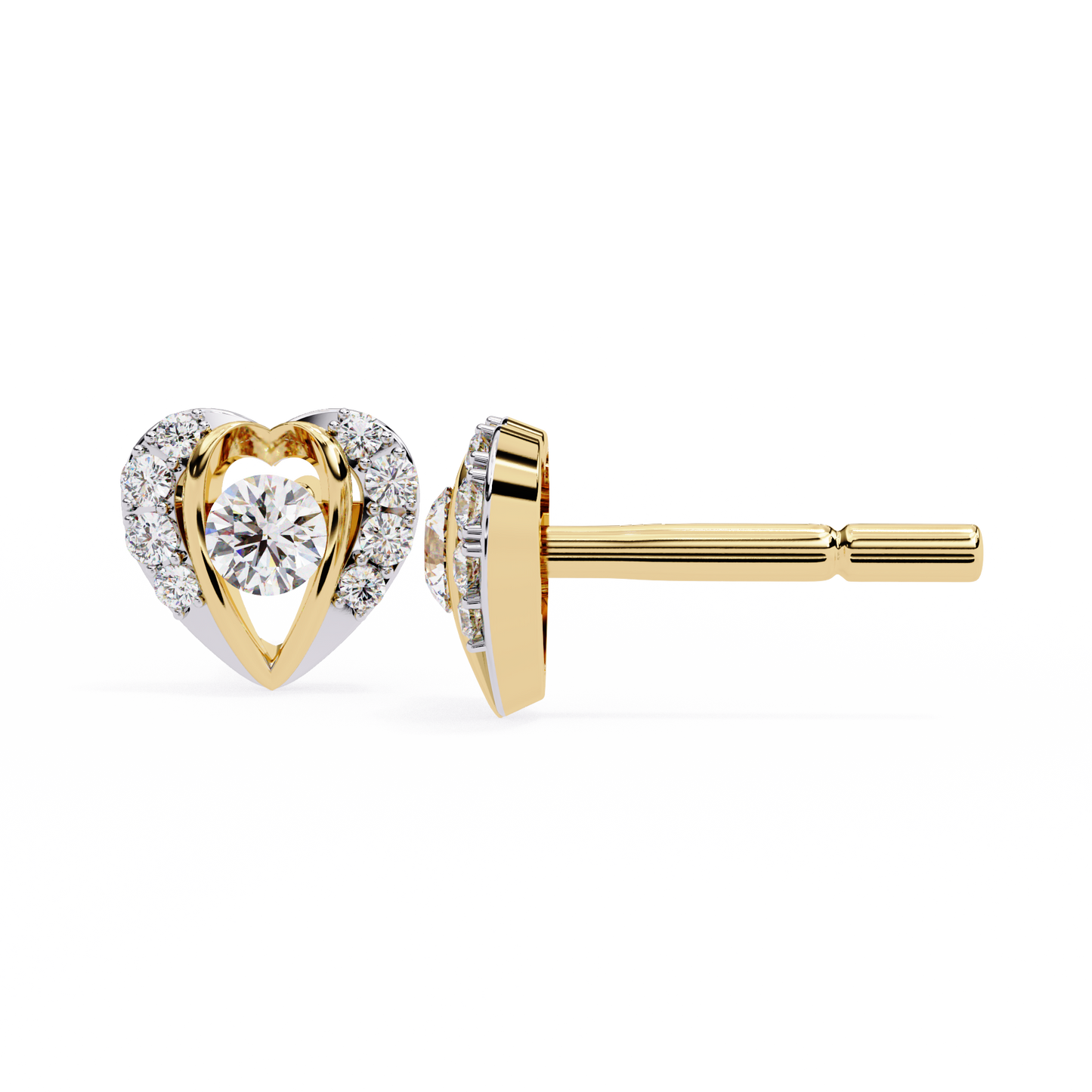Amora Heart Diamond Stud Earrings