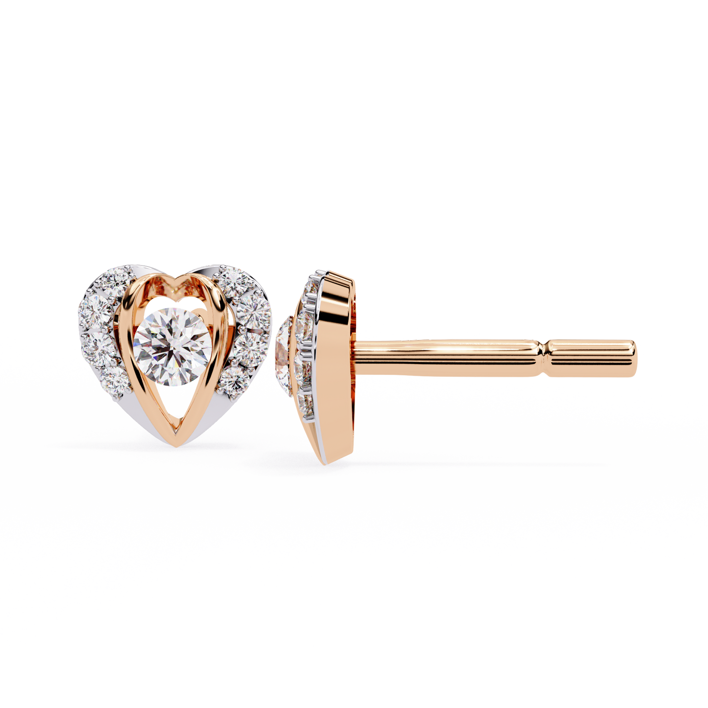 Amora Heart Diamond Stud Earrings