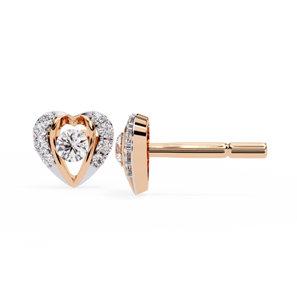 Amora Heart Diamond Stud Earrings