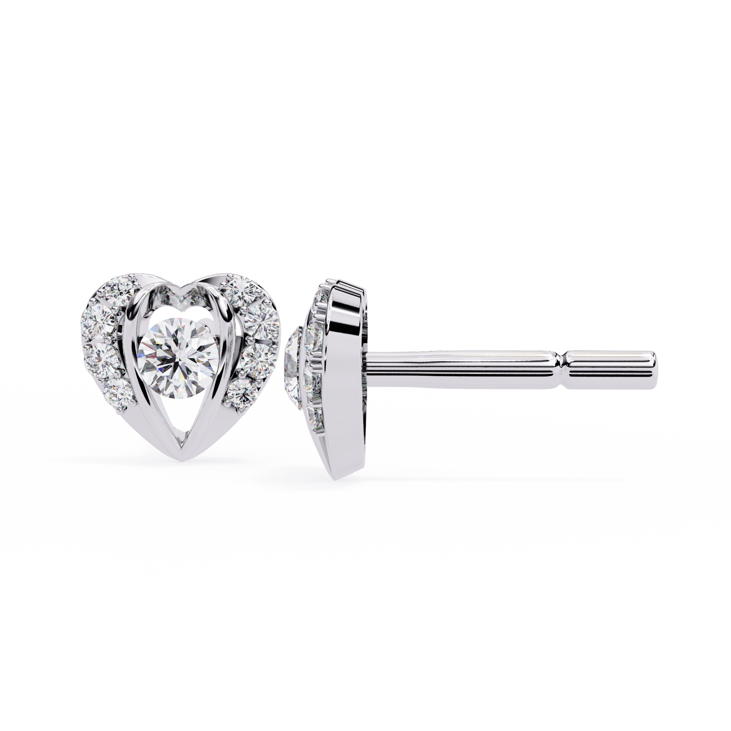 Amora Heart Diamond Stud Earrings