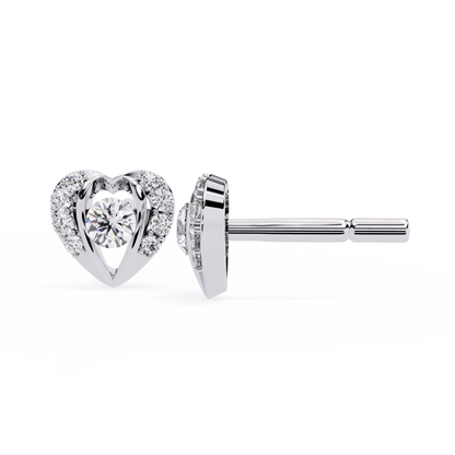 Amora Heart Diamond Stud Earrings