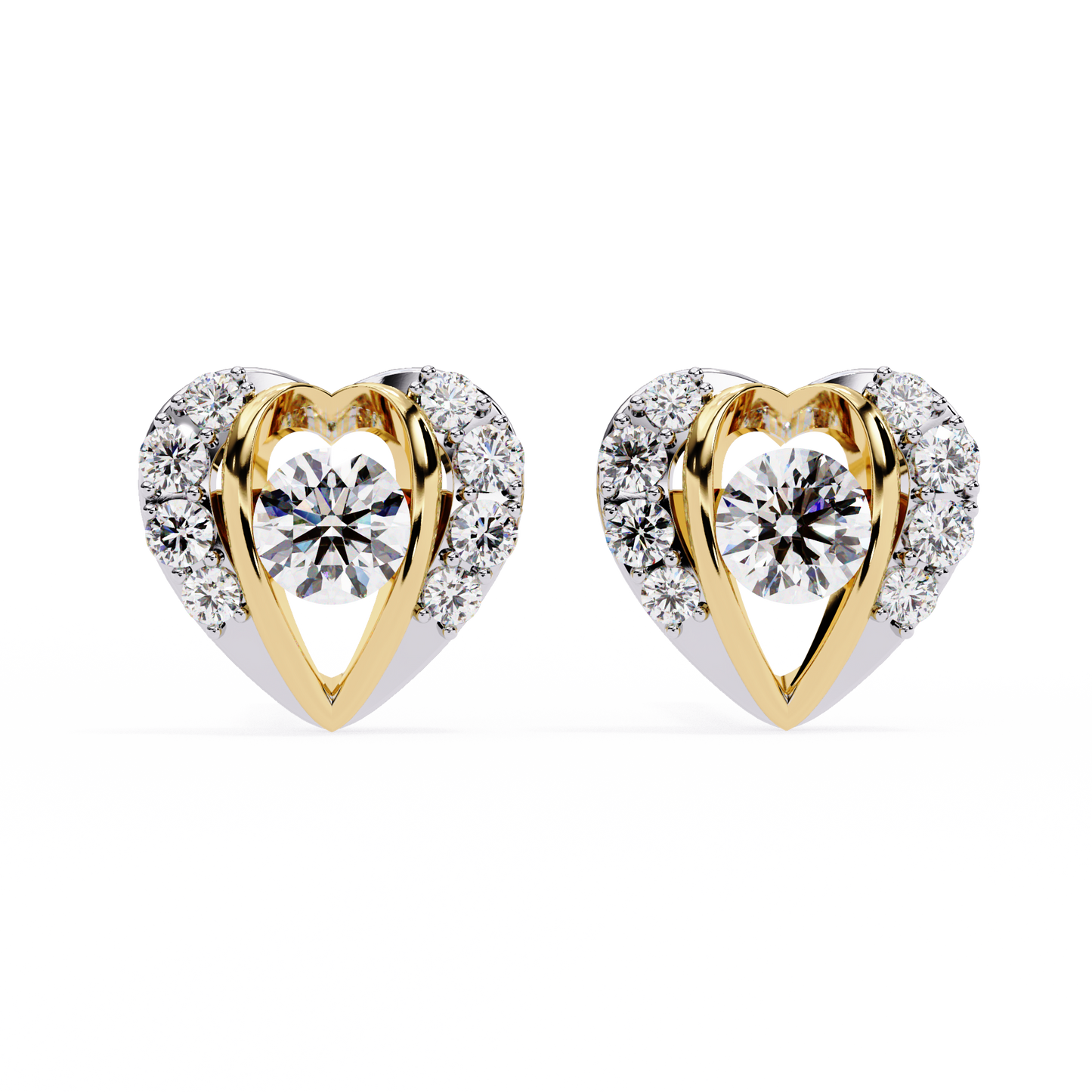 Amora Heart Diamond Stud Earrings