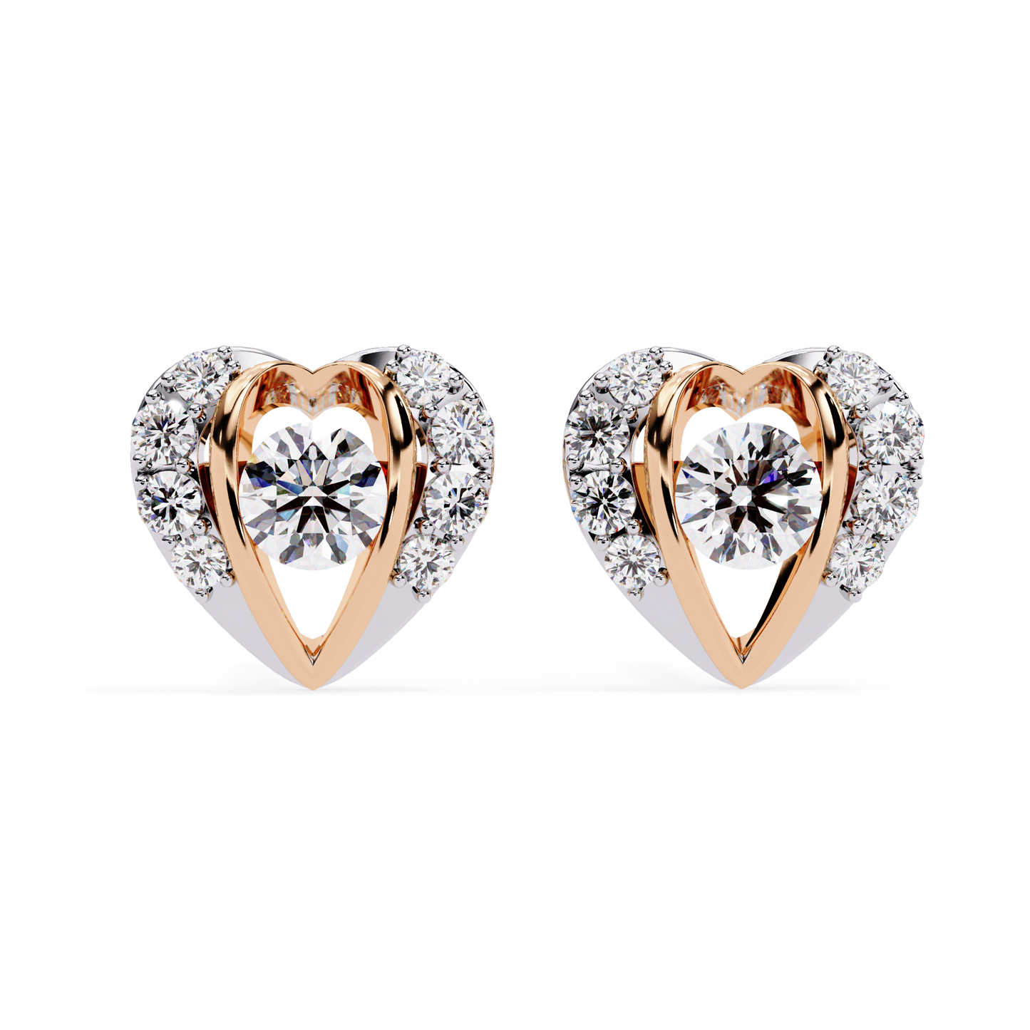 Amora Heart Diamond Stud Earrings
