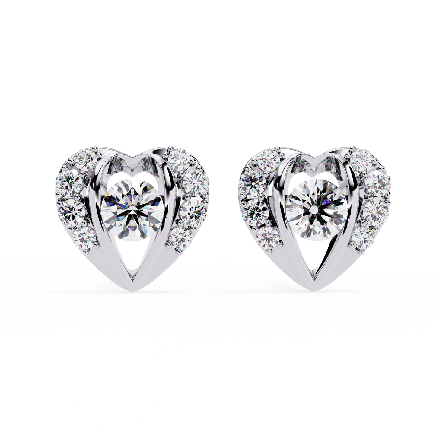 Amora Heart Diamond Stud Earrings