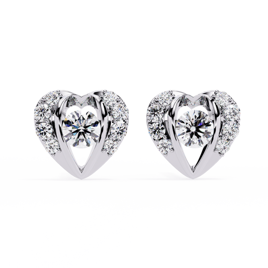 Amora Heart Diamond Stud Earrings