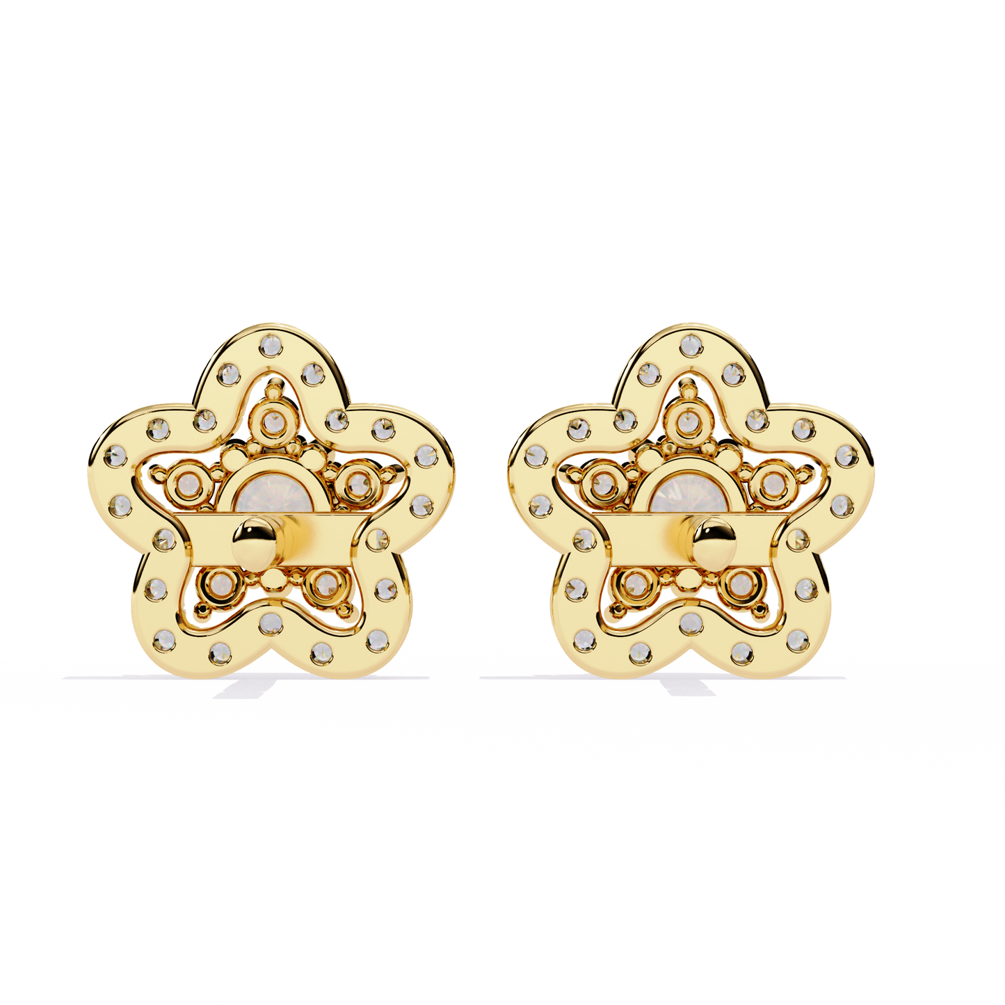 Floral Halo Diamond Stud Earrings