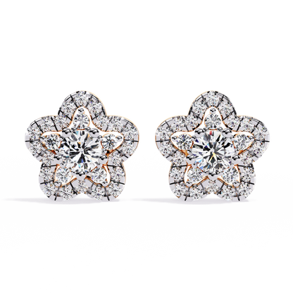 Floral Halo Diamond Stud Earrings