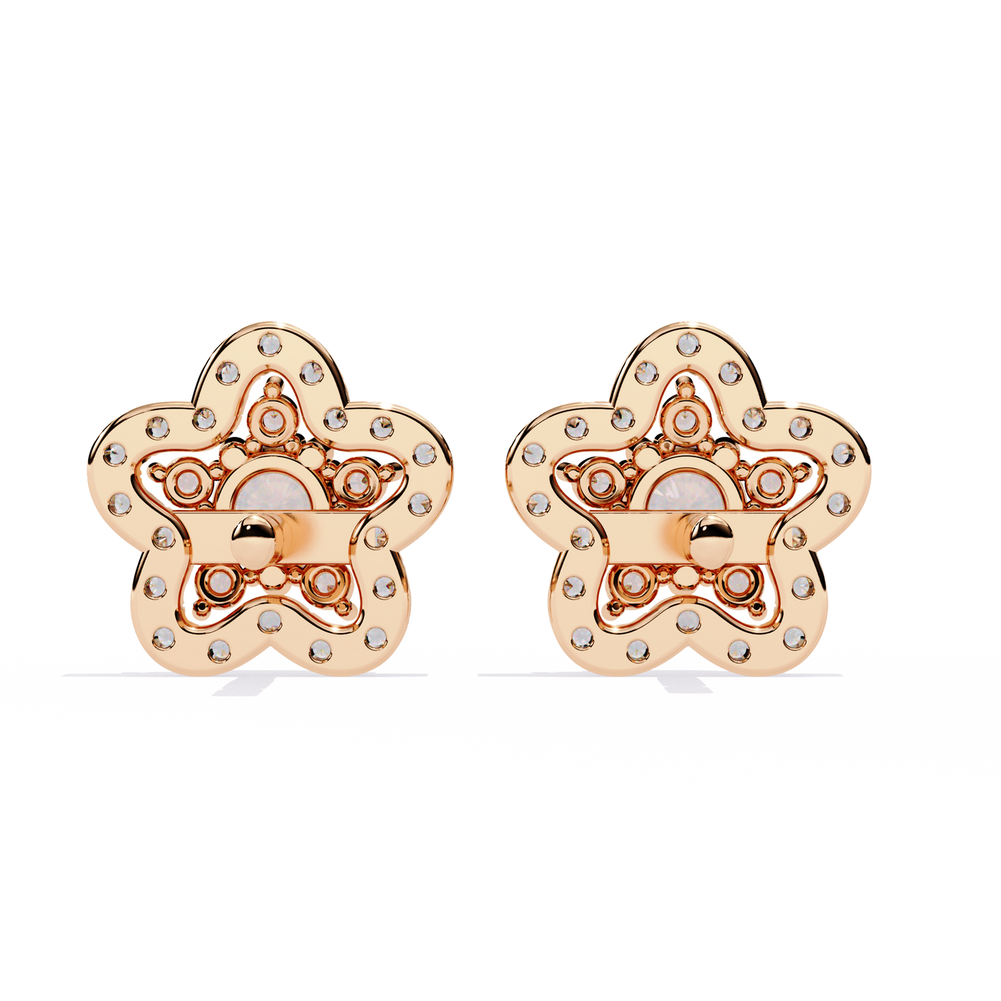 Floral Halo Diamond Stud Earrings