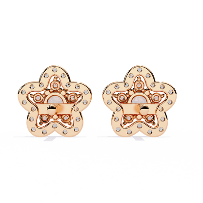 Floral Halo Diamond Stud Earrings