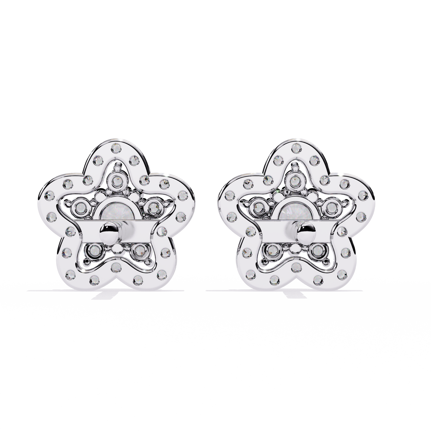Floral Halo Diamond Stud Earrings