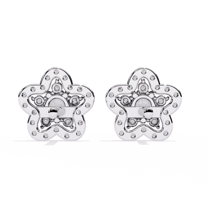 Floral Halo Diamond Stud Earrings