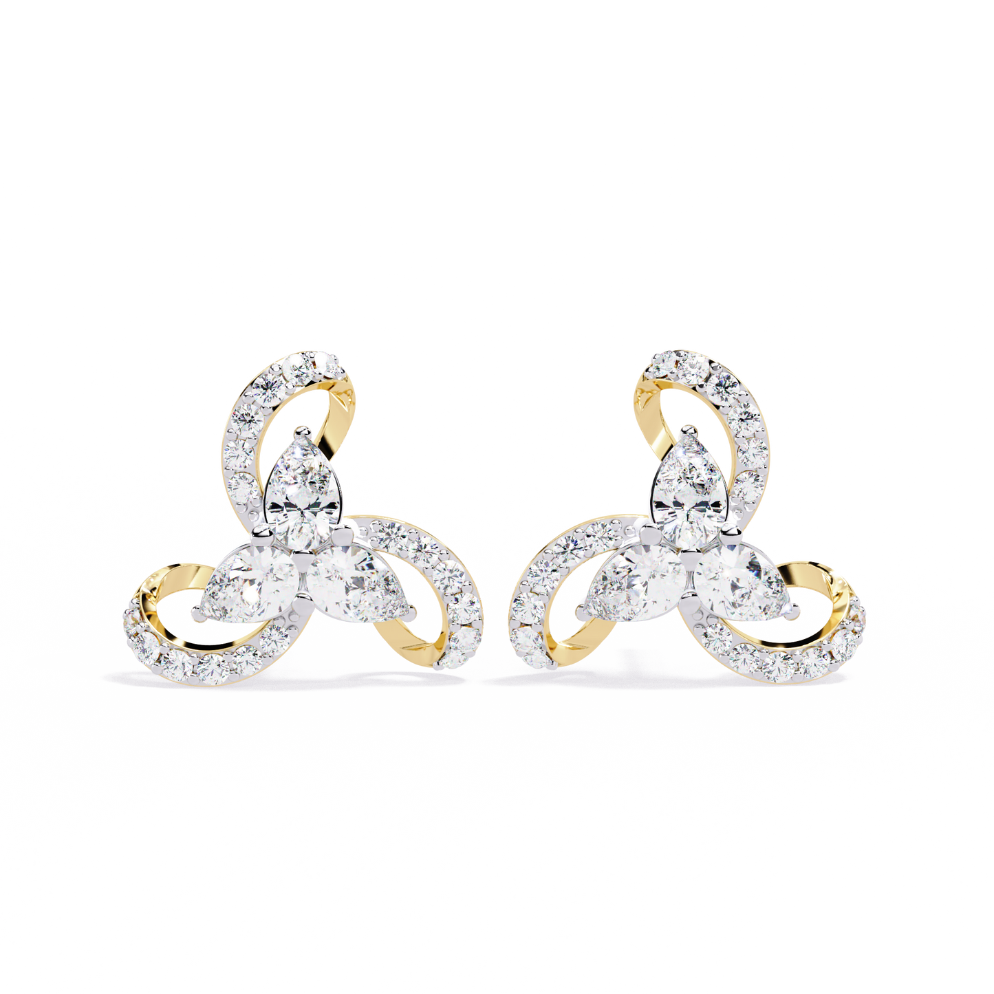 Twilight Swirl Diamond Stud Earrings