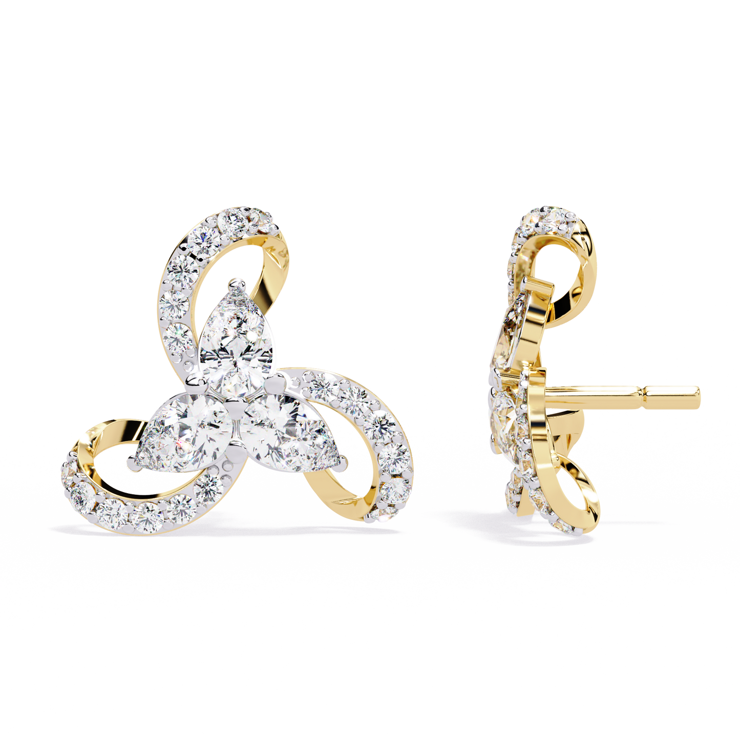 Twilight Swirl Diamond Stud Earrings