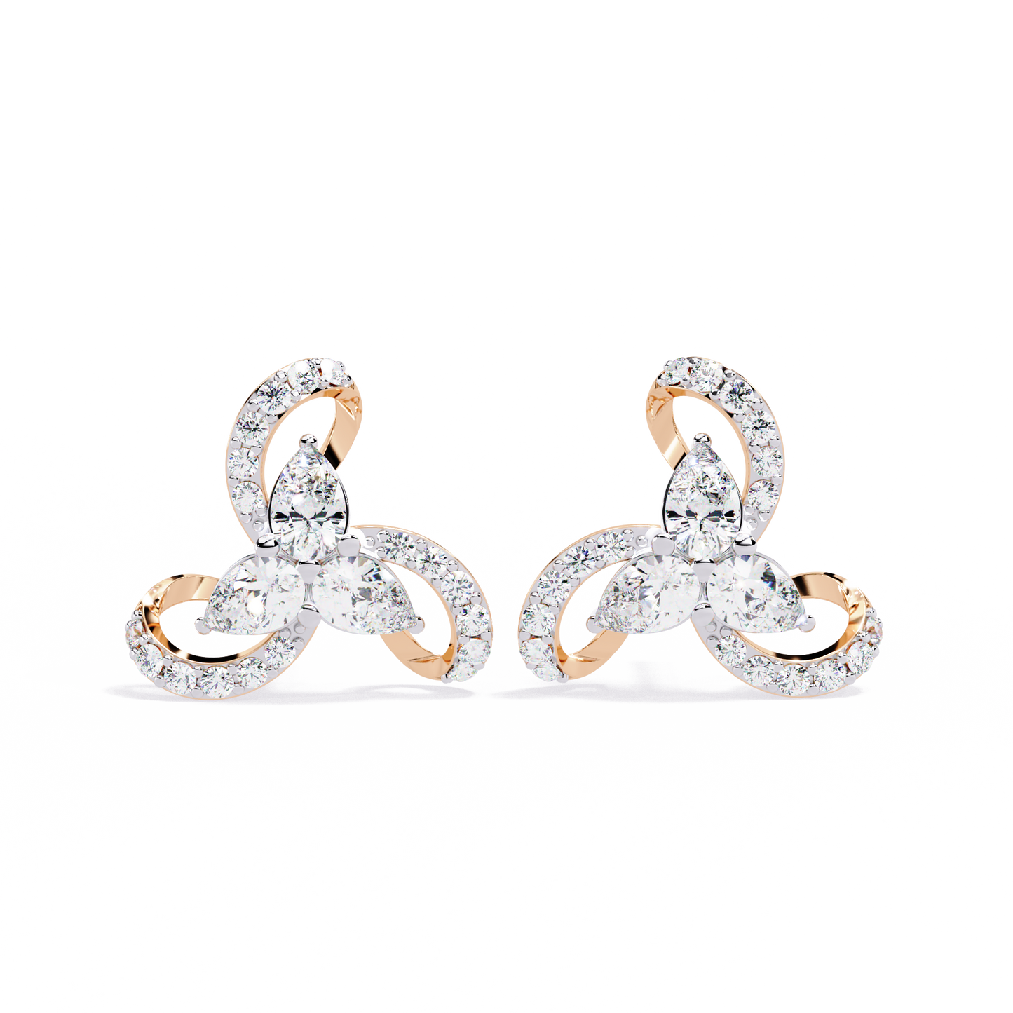 Twilight Swirl Diamond Stud Earrings