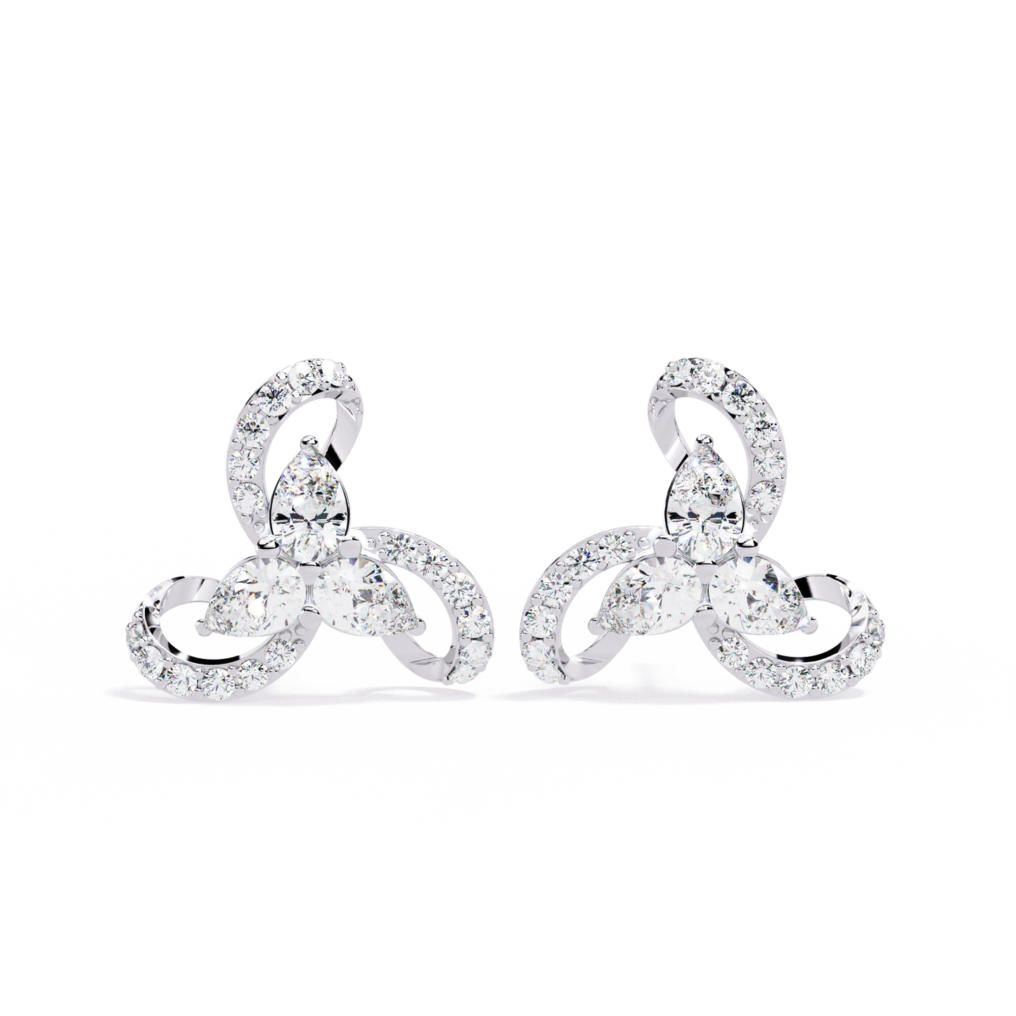 Twilight Swirl Diamond Stud Earrings