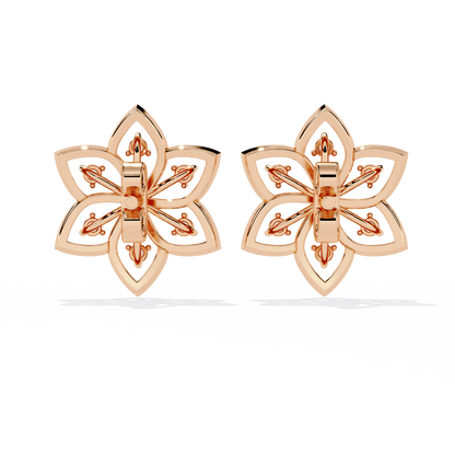 Floral Diamond Petal Stud Earrings