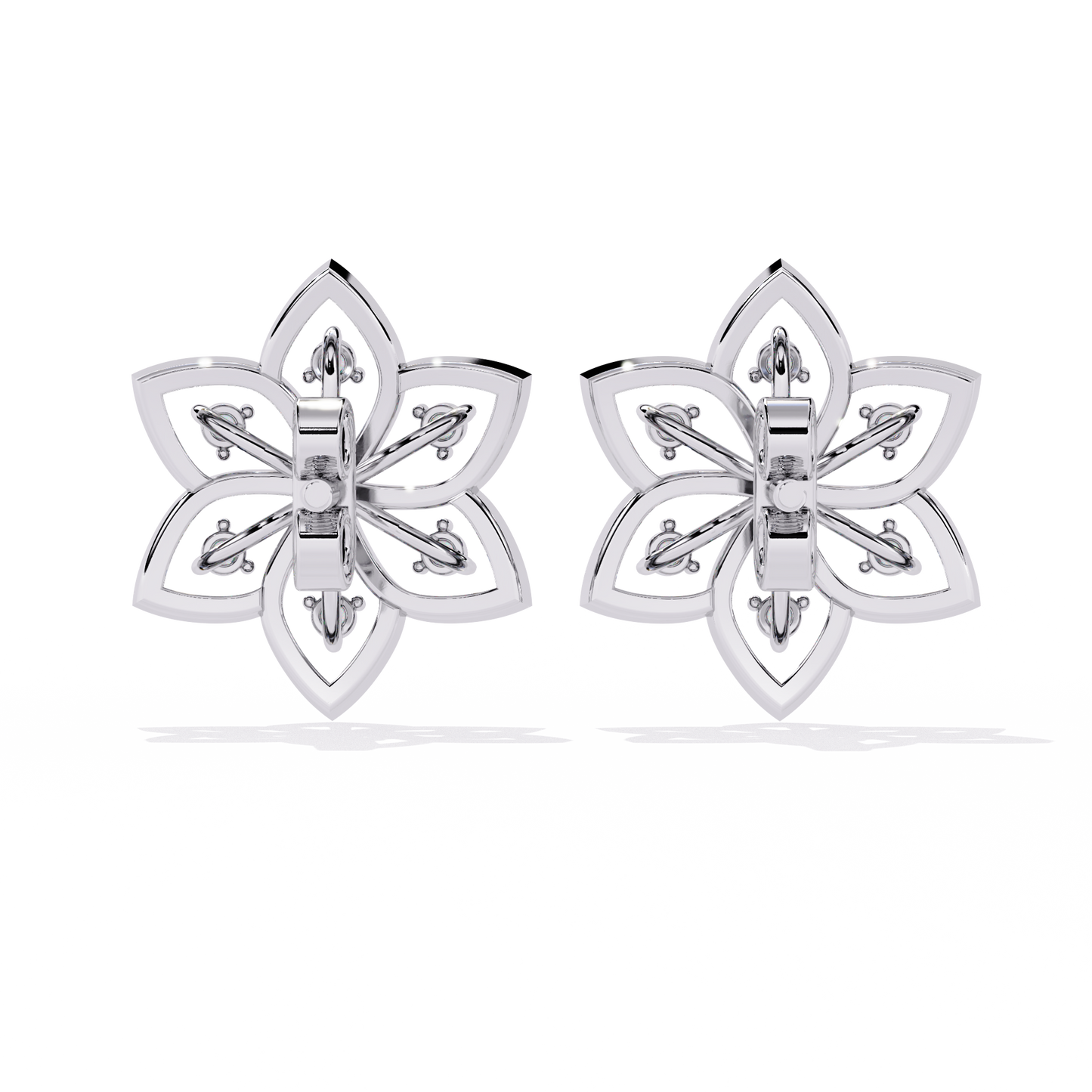 Floral Diamond Petal Stud Earrings