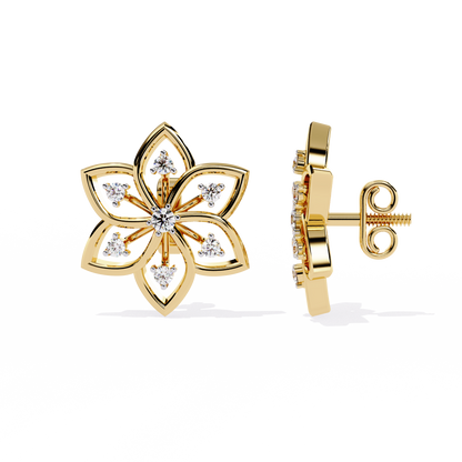 Floral Diamond Petal Stud Earrings