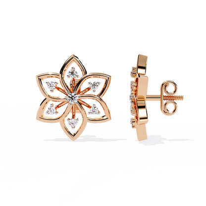 Floral Diamond Petal Stud Earrings