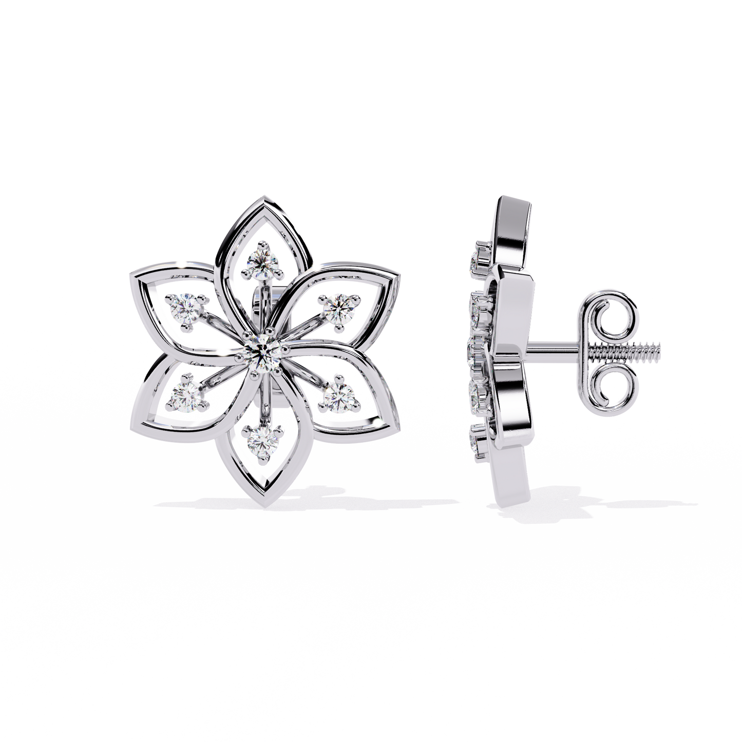 Floral Diamond Petal Stud Earrings