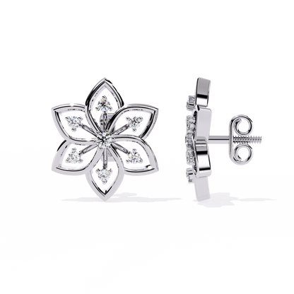 Floral Diamond Petal Stud Earrings