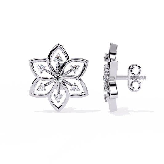 Floral Diamond Petal Stud Earrings