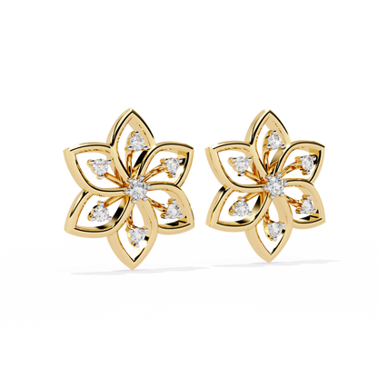 Floral Diamond Petal Stud Earrings