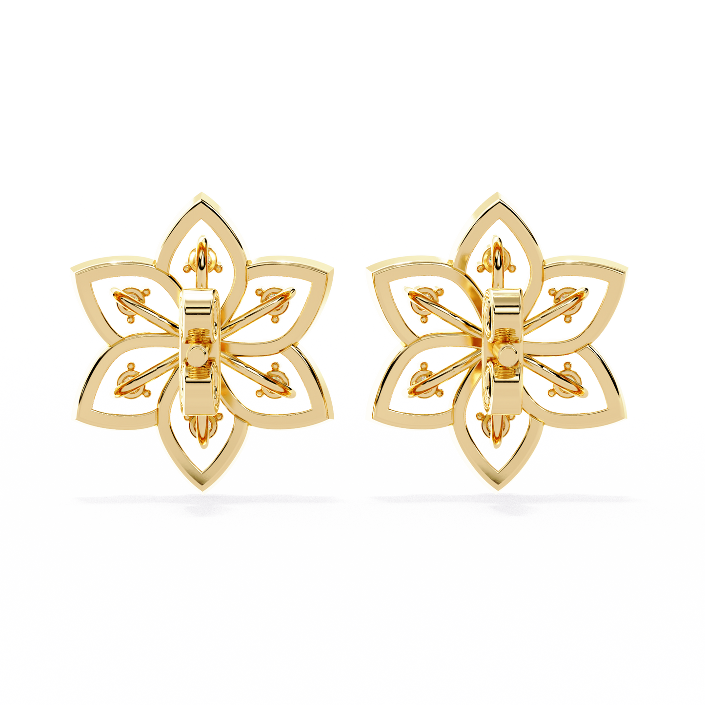 Floral Diamond Petal Stud Earrings