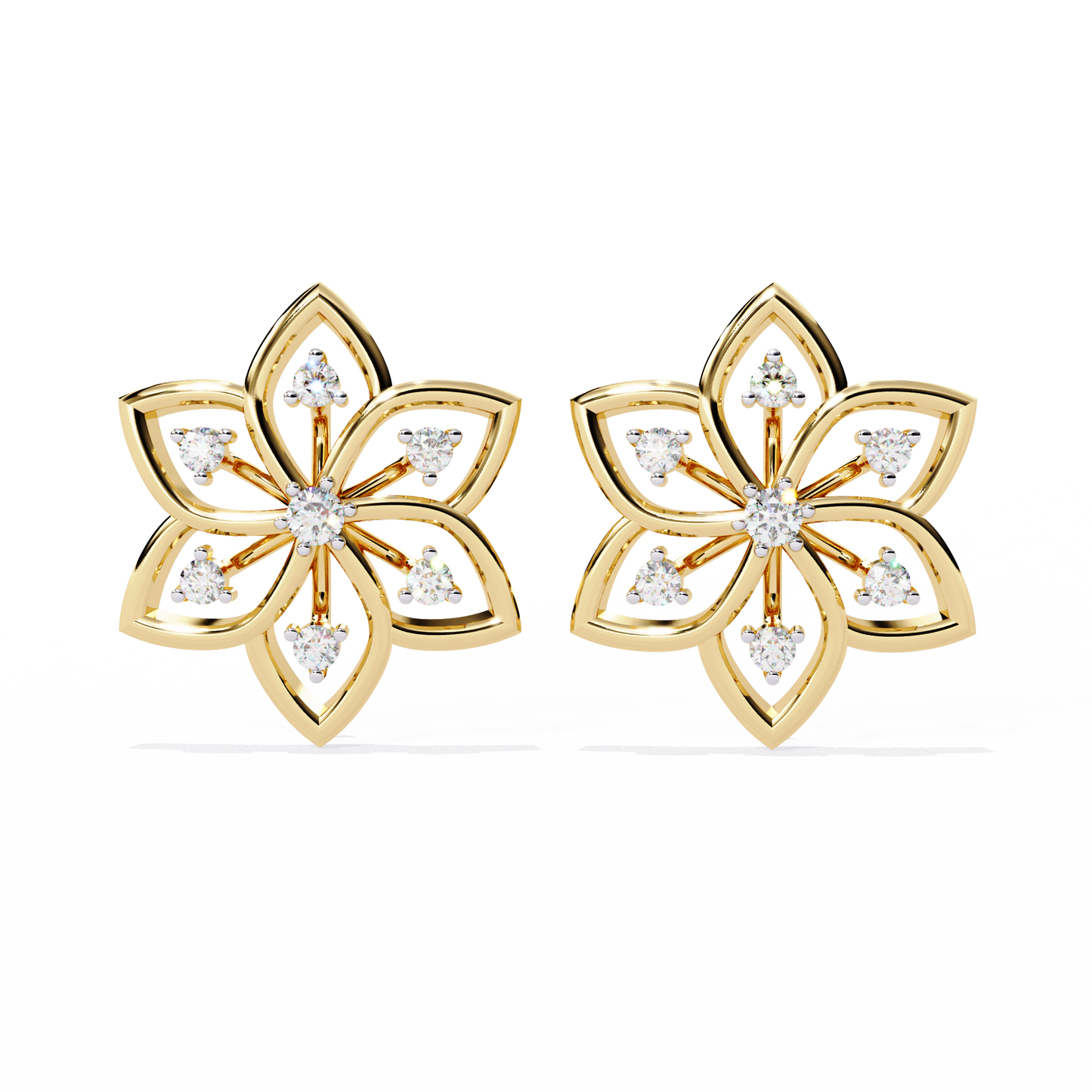 Floral Diamond Petal Stud Earrings