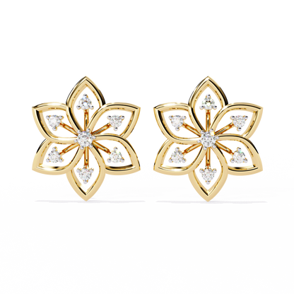 Floral Diamond Petal Stud Earrings