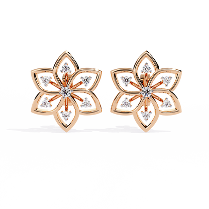 Floral Diamond Petal Stud Earrings