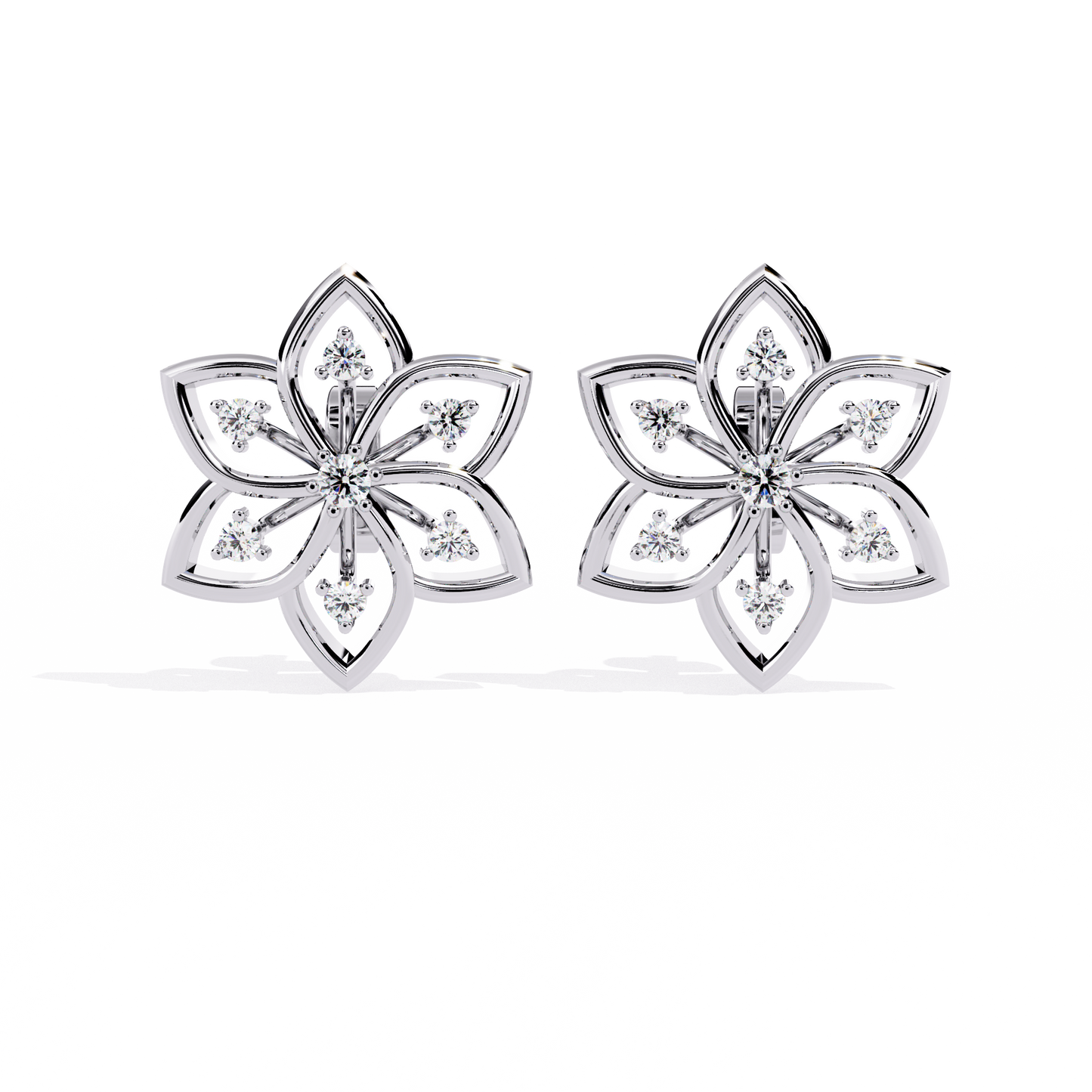 Floral Diamond Petal Stud Earrings