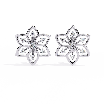 Floral Diamond Petal Stud Earrings