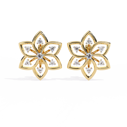 Floral Diamond Petal Stud Earrings