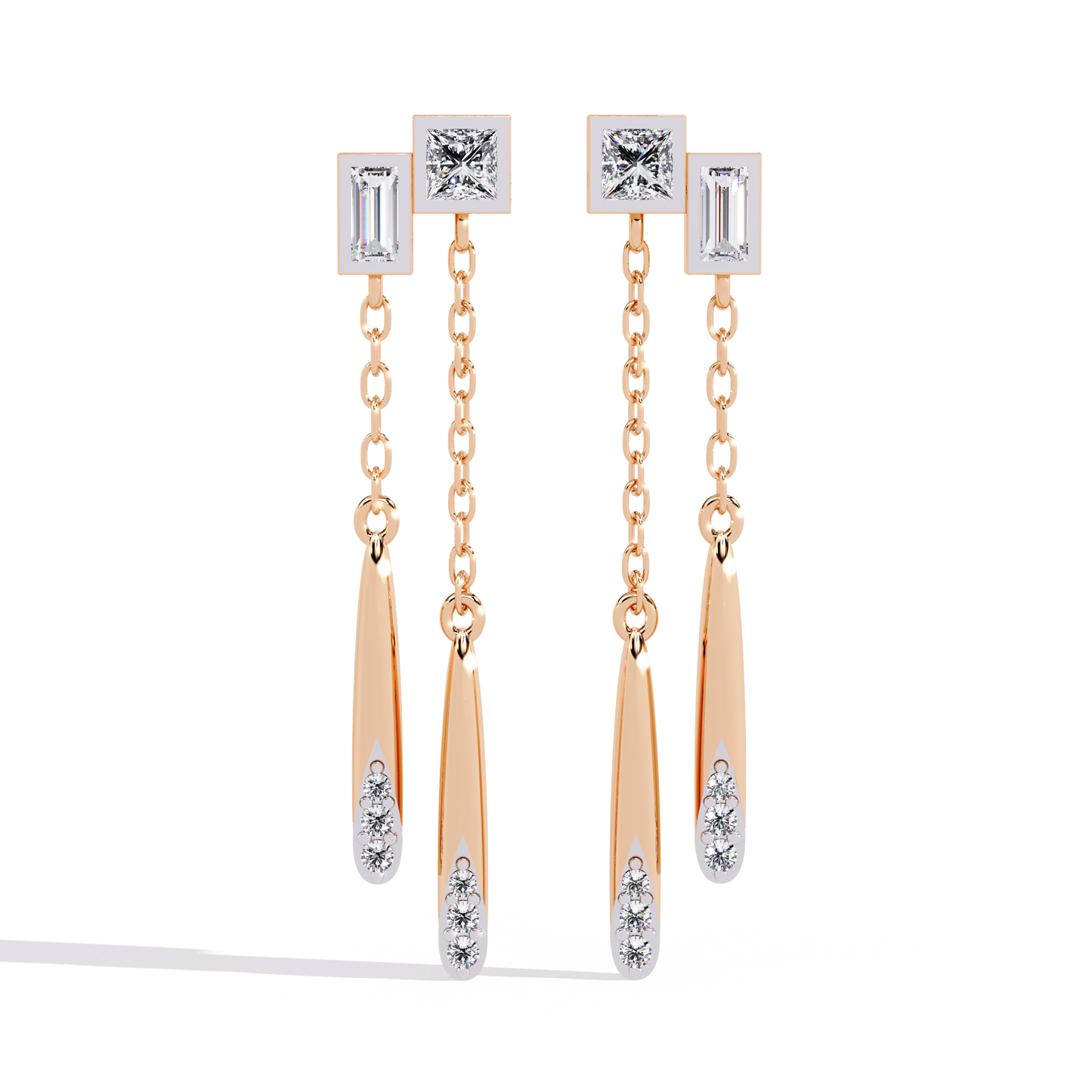 Virelle Dual Drop Diamond Earrings